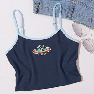 navy planet tank top